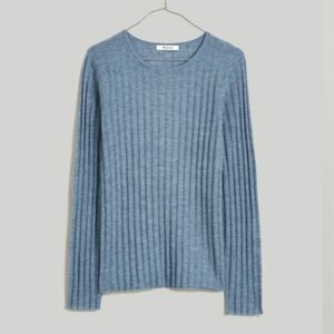 Madewell Alpaca-Blend Crewneck Sweater Light Blue Ribbed Knit NO042 Size Large